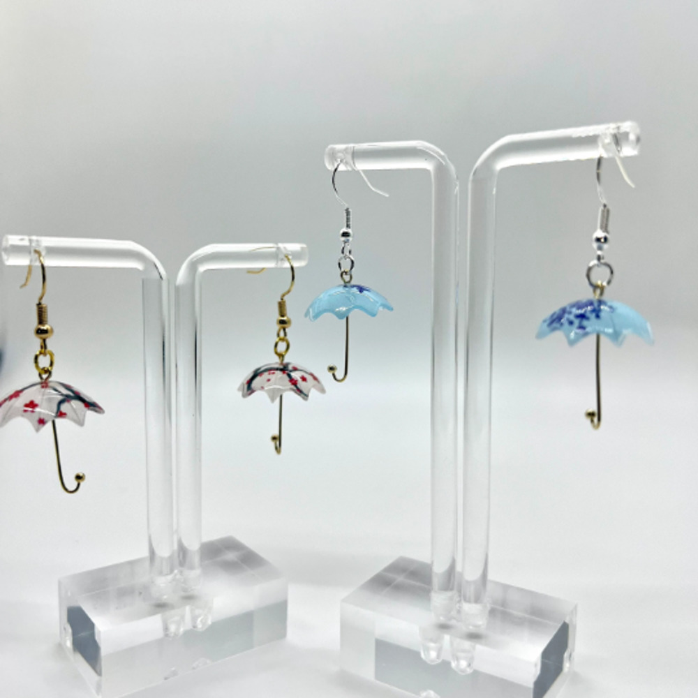 Floral Umbrella Earrings - Cottagecore Earrings - Sakura Earring - Spring Summer